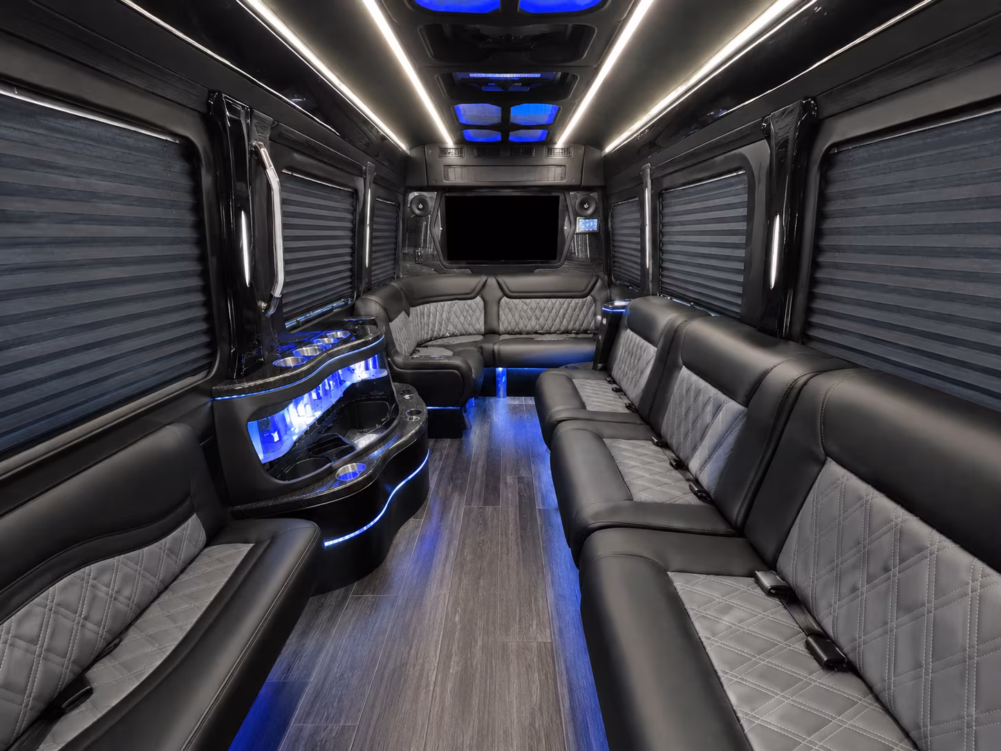 newport beach 30 passenger party bus inside