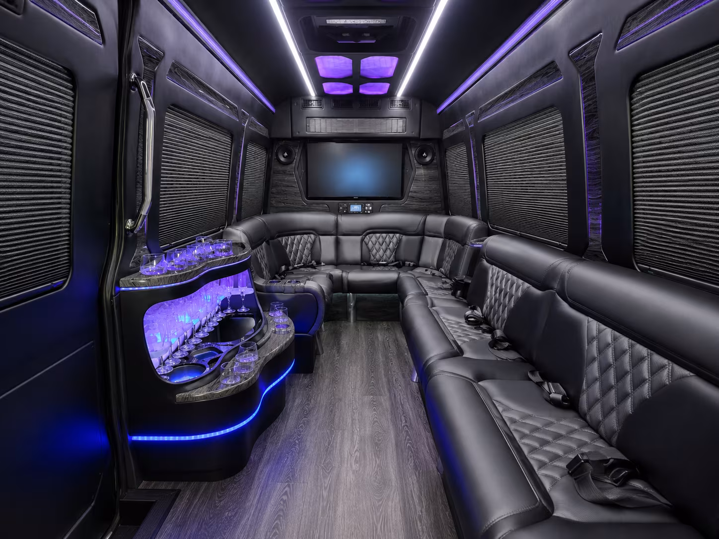 newport beach 30 passenger party bus interior